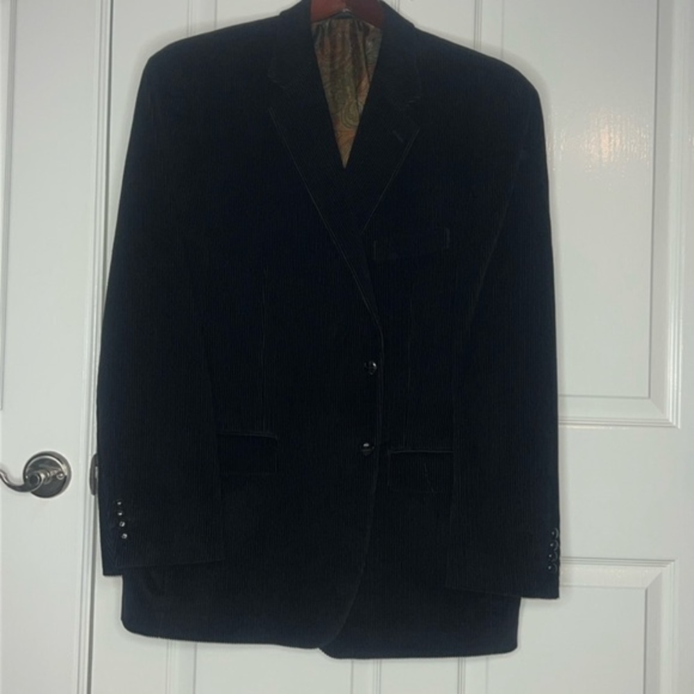 RALPH LAUREN BLACK CORDUROY MEN SUIT JACKET/Blazer. Size 46R